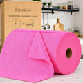 KitchLife Microfiber Cleaning Cloth Roll, 100 Pack - Tear-Away Microfiber Paper Towels, Lint-Free, Reusable, Washable for Kitchen, Car, Dishes, and Sensitive Surfaces (Hot Pink)