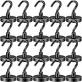 DIYMAG Black Magnetic Hooks, 118 LB Heavy Duty Strong Magnet with Hook, Rare Earth Neodymium Magnets for Hanging, Magnetics Hanger for Curtain, Home, Kitchen, Workplace, 20 Packs
