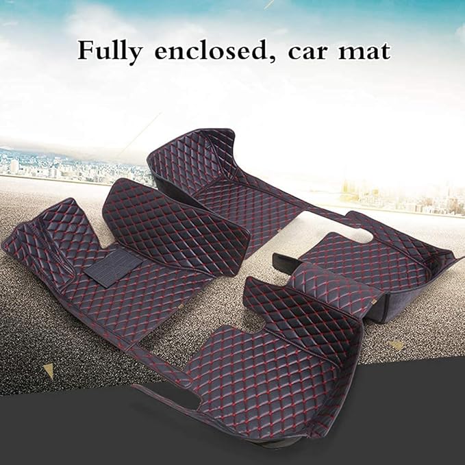 Custom Fit Car Floor Mats - Full Coverage Automotive Leather Floor Liners for Most Vehicles by MingyunSM (red & Purple)