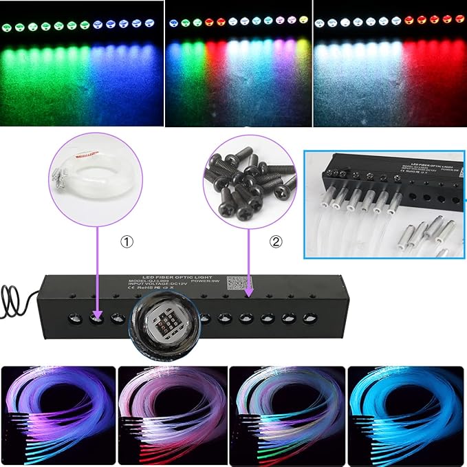 AZIMOM Updated Dual Color 50W Twinkle Fiber Optic Starlight Kits 1800pcs 0.03in 16.4ft Strands, RGB Meteor Shooting Star, Sound Activated APP/Remote Control Theater Ceiling Home Lobby Roof Decor