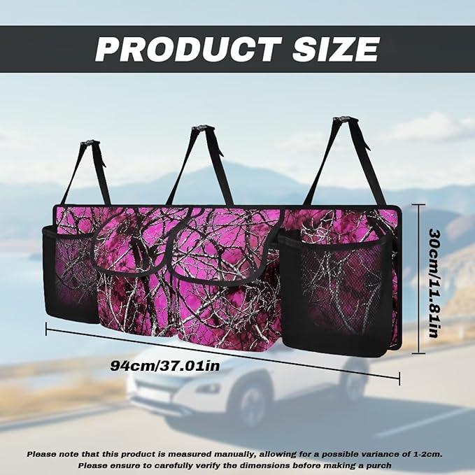 Camo Hunting Large Capacity Car Trunk Organizer, Waterproof Oxford Backseat Hanging Storage Bag with 4 Pockets, Foldable Car Organization for Car Tools, Car Accessory for SUV Truck
