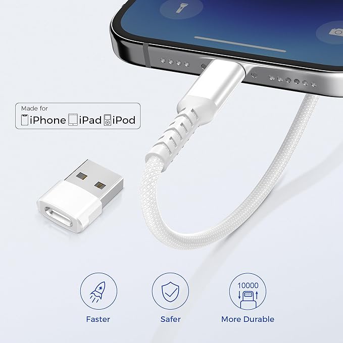 Basesailor USB C to Lightning Charger Cable 10FT with USB A Adapter,USB Type C Fast Charging Power Cord for Apple iPhone 14 13 12 11 Mini Pro Max Plus,XS XR X 8 7 6 5 SE,iPad 8 9 8th 9th Generation