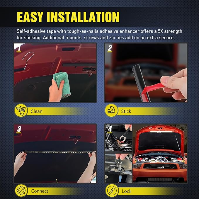 Nilight Under Hood Light Strip 30LED Waterproof Underhood Work Light with On/Off Switch Blade Fuse Engine Bay Repair Light White 12V for Car Truck SUV