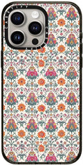 CASETiFY Impact iPhone 15 Pro Max Case [Slim/Compatible with Magsafe / 8.2 ft. 4X Military Grade Drop Protection] - Persian Floral - Orange - Clear Black