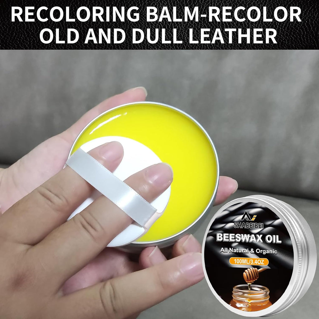 Leather Repair Kit Recoloring Balm Cleaner Conditioner Waterproof Beeswax Oil for Car Seat Furniture Couch Shoe Leather Vinyl(Navy Blue)