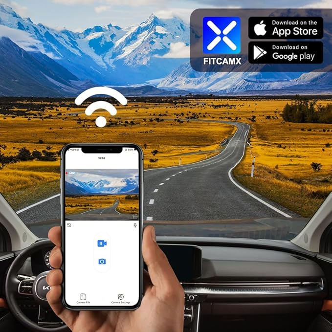 Fitcamx Front 4K+Rear 1080P Dash Cam Adapts for Kia Carnival 2022-2026 (Part No#R0510) LX LXS EX SX Prestige, OEM Style, Dual HD Video, WiFi & APP, Loop Recording, G-Sensor, Easy to Set, 128GB Card