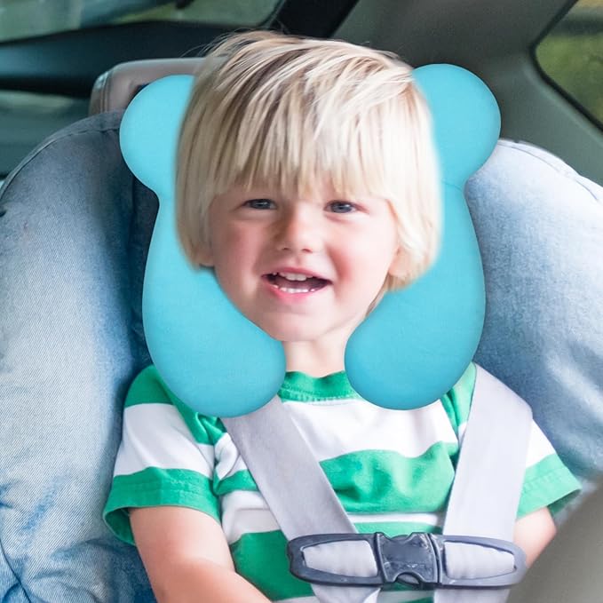 Baby Travel Pillow, Upgrade U-Shape Infant Pillow for Car Seat Pushchair and Stroller, Soft Comfortable Sleep Cushion for Kids Newborn and Toddler -Light Blue