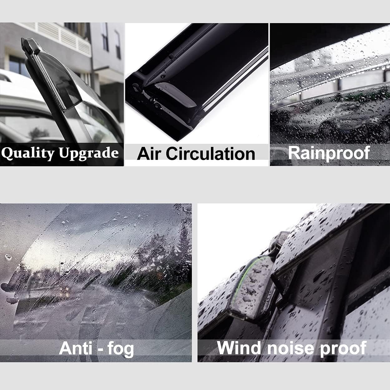 92328 Original Side Window Wind Deflector,2pcs Outside Mount Style Nice Sun Rain Guards Set,Window Visor fit for 2007-2018 Jeep Wrangler 2-Door