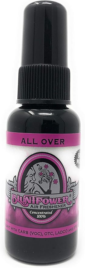 BluntPower (All Over, 1 Pack) Concentrated Air Freshener Spray - Oil-Based Room Diffuser Spray - Long-Lasting Bathroom Scent, Car Freshener & Odor Eliminator