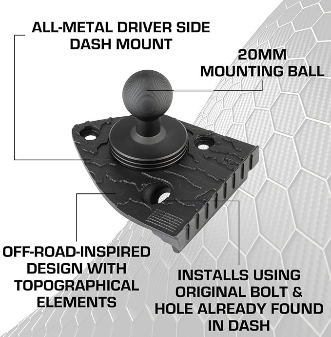 Bulletpoint Dash Mount Cell Phone Holder Compatible with 2018-2023 Jeep Wrangler JL (NOT 4xe) & 2020-2023 Jeep Gladiator Single Ball Mount (Driver Side Magsafe Compatible)
