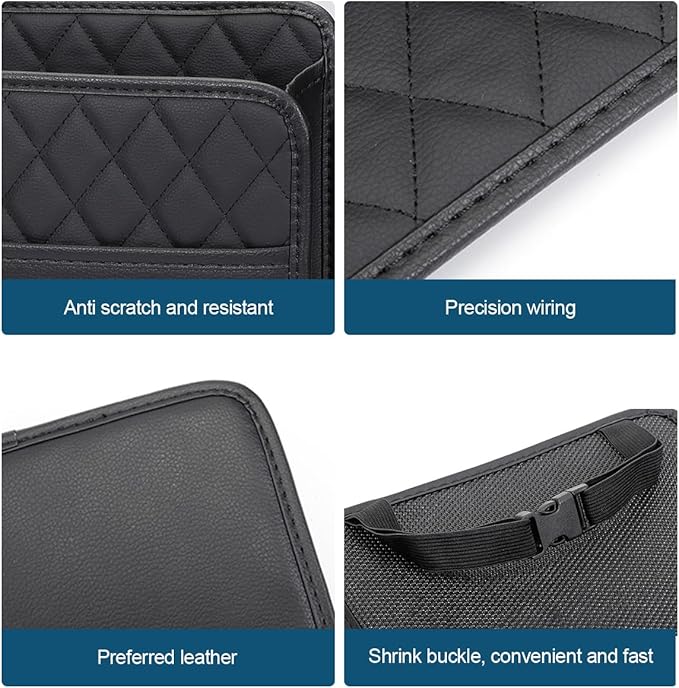 Mandark Car Seat Back Organizer, PU Leather Vehicle Backseat Hanging Storage Pocket, Multipurpose Auto Travel Essentials Accessories for Kids & Adults, Universal for Most Cars (Black)