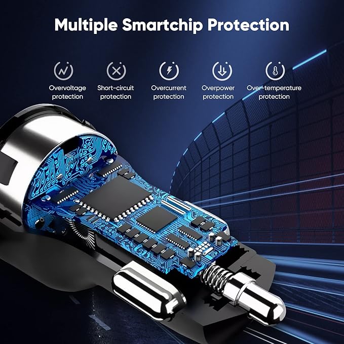 USB C Car Plug Fast Charging Adapter, 38W 2 Port Multi Port Car Charger, PD 20W & QC 18W Cigarette Lighter Adapter for iPhone 14/13/12, iPad Air/Pro, S20/S10, Note 21/20