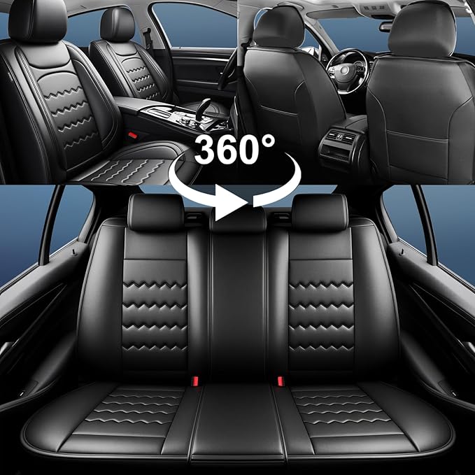 CX-3 Car Seat Covers Custom Fit for Mazda CX-3 2016-2021, Full Coverage Premium Leather Waterproof Breathable Seat Covers, Automotive Seat Protectors, Airbag Compatible(Full Set Seats, Black)