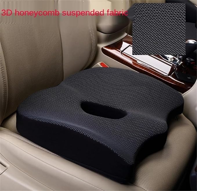 Heightening Wedge Car Seat Cushion Pad for Driving with Comfort Memory Foam, Curved Design Closely Adheres to The Lumbar Spine and Buttocks, Relieving Fatigue Broader Vision (Cushion Set,Purple)