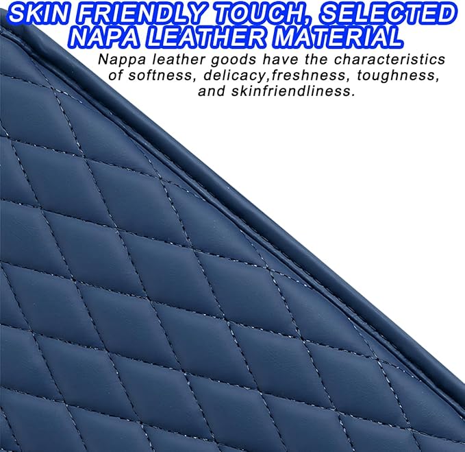 Mandark Car Center Console Cover, Microfiber Leather Vehicle Armrest Protector Cushion with 2 Storage Bags, Auto Interior Arm Rest Seat Box Pad Accessories, Universal for SUV, Sedan, Truck (Dark Blue)