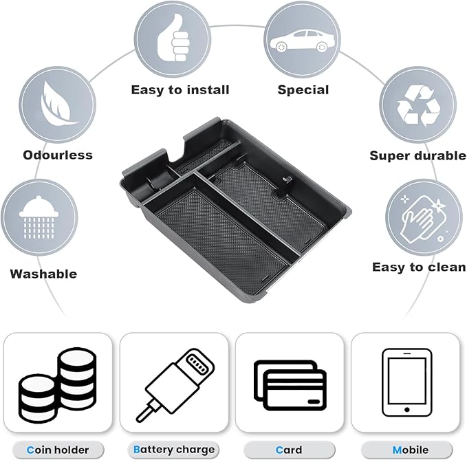 3PCS Center Console Organizer Compatible with 2023-2026 Honda Pilot/2026 Honda Passport Insert Divider Tray & Armrest Storage Box Divider Storage Tray Interior Accessories