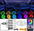 YUGUANG Interior Car Lights Strip APP Control, 5 in 1 Multicolor Music Sync RGB LED Car Ambient Lighting Kit with 236 inches Fiber Optic