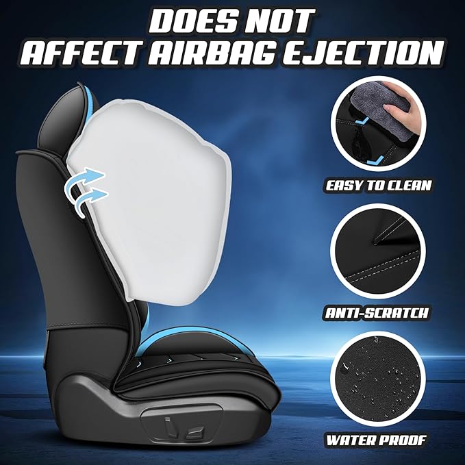 Car Seat Covers for VW Eos 2007-2016, Premium Nappa Leather Car Seat Cover, Stylish Sport Seat Covers， Automobile Seat Cover Sets.(Standard 2 Seats/Black Blue)