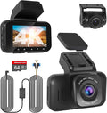 Dash Cam Front and Rear, 4K Dash Camera for Cars, Dual Dashcam with Hardwire Kit, 3" Screen Car Camera, 64GB Card Included, Night Vision, 24 Hours Parking Monitor, G-Sensor, Support 256 GB Max