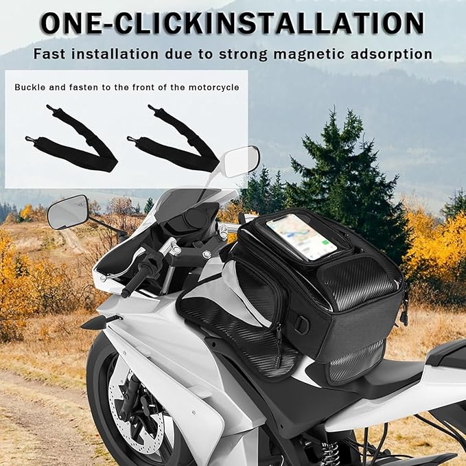 Motorcycle Tank Bag for Suzuki GSXR 750, Strong Magnetic Waterproof Oxford Black Motorbike Quick Release Pannier Bag