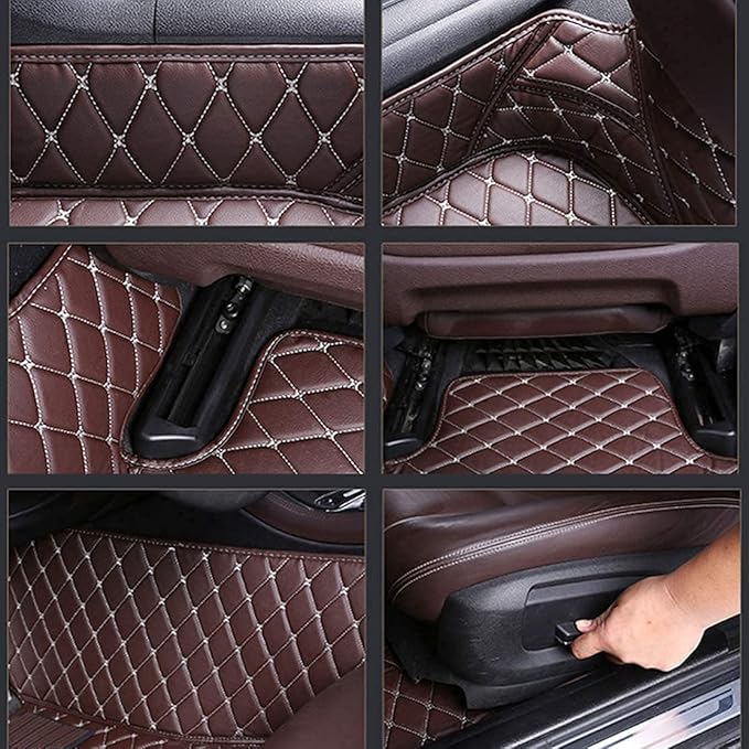 Custom Making Car Floor Mats Compatible for 2000-2025 All Mode Sedan SUV Sports Car Full Coverage Cute Pads Protection Non-Slip Leather Floor Liners (Red)