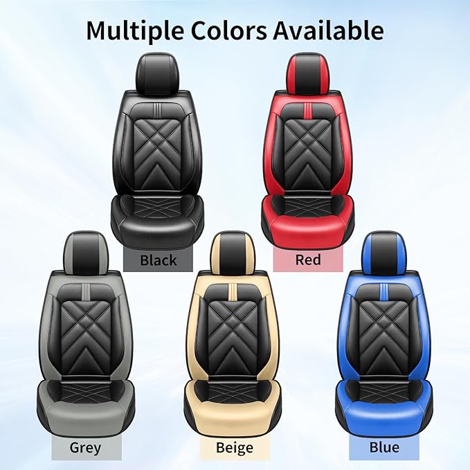 Car Seat Covers Compatible with Mazda 6 2007-2021, Full Coverage Premium Leather Waterproof Breathable Seat Covers, Automotive Seat Protectors, Airbag Compatible(2 Front Seats, Black Gray)