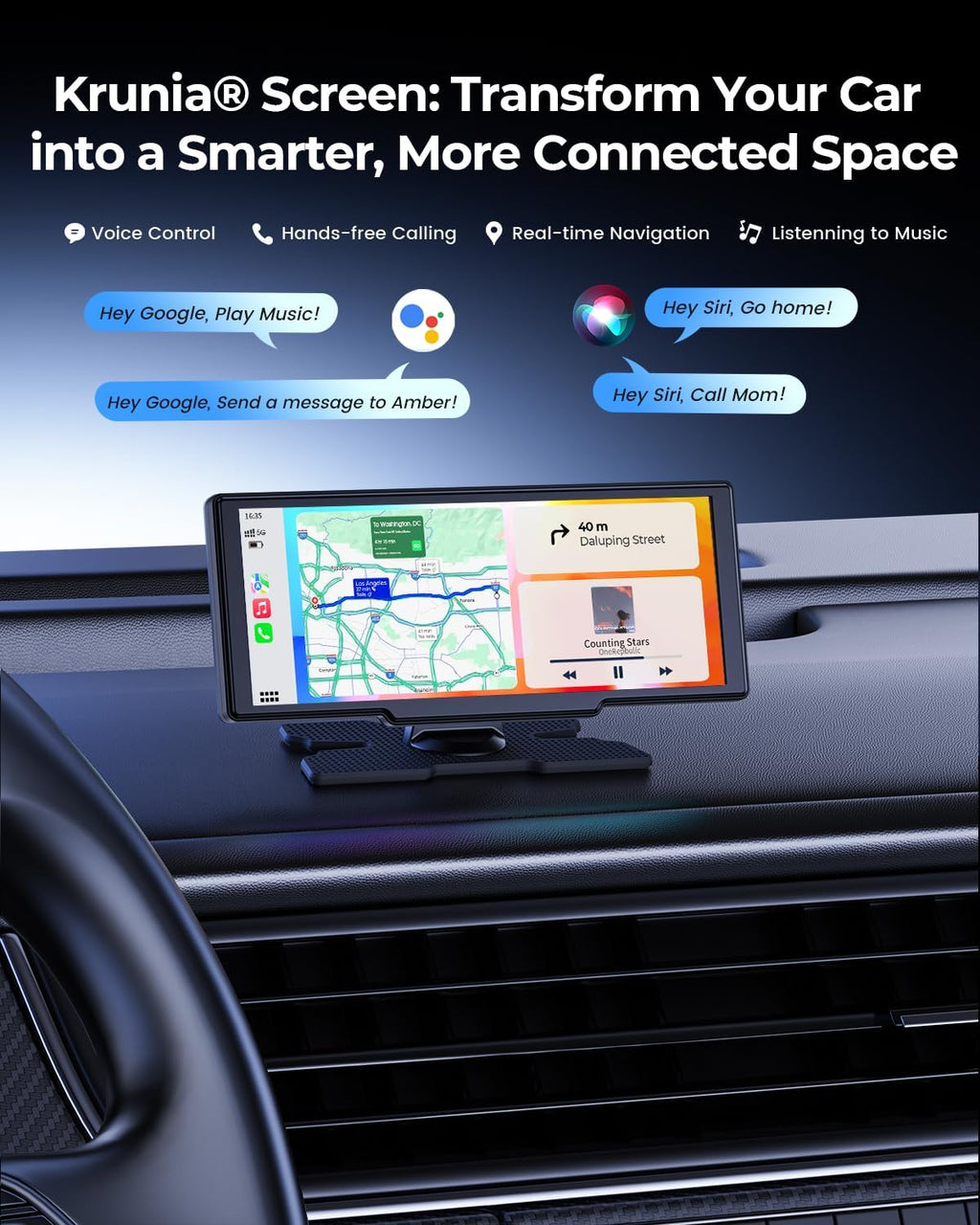 8.1" Wireless Portable 60FPS Car Play Screen for Apple CarPlay & Android Auto, OTA Updates, Backup Camera, Mirror Link, Bluetooth, Voice Control, GPS Navigation