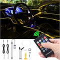 3 Meters Optic Fiber Car Ambient Lighting with RF Remote Control 8 Colors Multicoloured Music Interior Lighting Kit DC 12V 1W