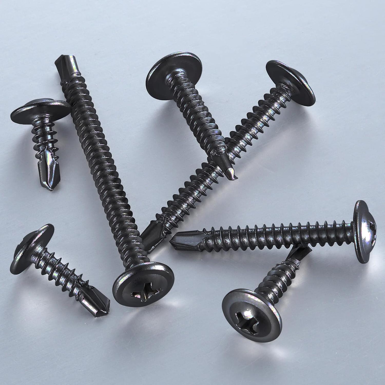 (100Pcs)#8×2” for Sheet Metal Self-Tapping Screws 410 Black Stainless Steel Truss Head High-Strength Quick Tapping
