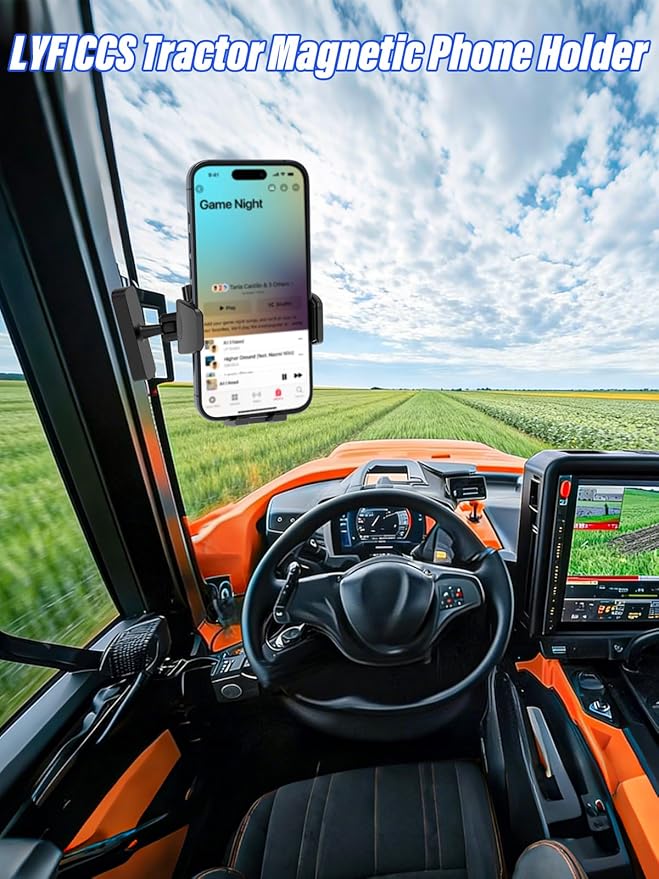 Magnetic Phone Holder for Tractor, Upgraded N56 Strong Magnet Cell Phone Mount with Adjustable Metal Arm, 360° Rotatable, One-Button Release for 4-7" iPhone/Galaxy/Android Cellphone