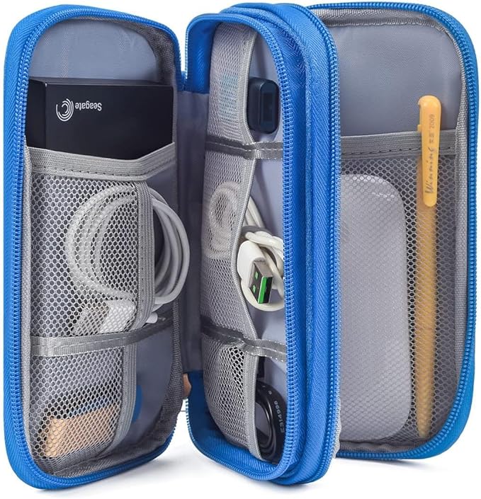 Electronics Accessories Organizer Pouch, Electronic Organizer Travel Case Cable Organizer for Cable, Charger, SD Card, Business Travel Gadget Bag (Blue)