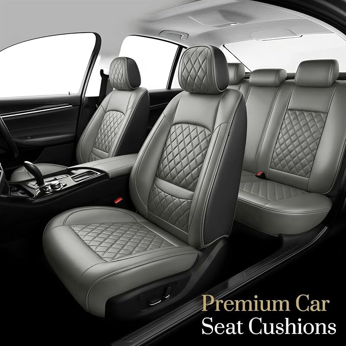 Fit for Venue Seat Covers Compatible with Hyundai Venue 2020-2026 - Waterproof Breathable Leather Automotive Seat Cushions Protector,Airbag Compatible,Full Set 5 Seats(Gray)