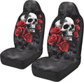 Skull Red Rose Car Seat Covers Set of 2 Breathable Front Seat Covers Stretch Polyester Fabric Cover Soft Front Seat Cover Universal Fit for Auto Truck Van SUV