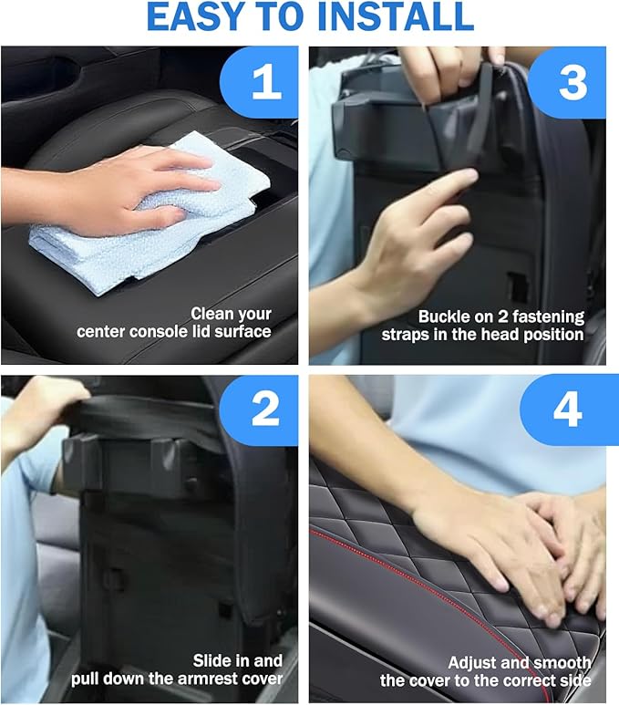Center Console Cover for Silverado & GMC Sierra 2019-2025, Tahoe&Suburban&Yukon 2021-2025 Accessories, Leather Middle Armrest Console Cover Elbow Arm Rest Cushion for Car (Bucket Seat Console Only)