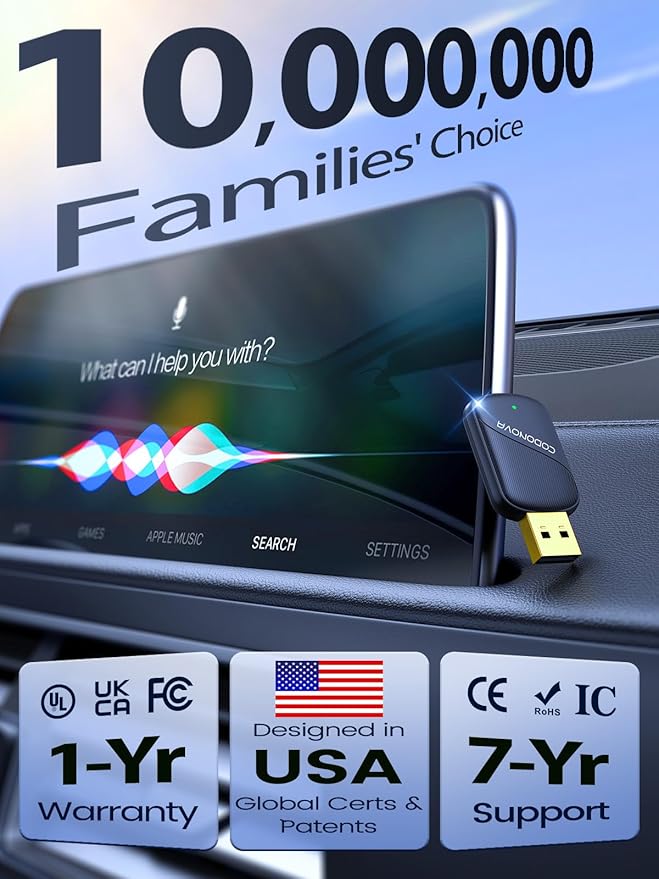 Mini Wireless CarPlay & Android Auto Adapter for iPhone & Android Phone (2026 Upgrade), No Lag, Fast Stable Connection, Converts Wired to Wireless CarPlay Dongle for 2016+ Cars, USB-A&C Port
