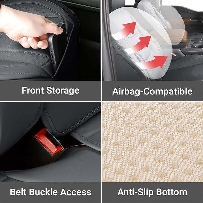 Coverland Custom Fit Car Seat Covers for Car Compatible with [Cadillac DTS, Oldsmobile Cutlass] Premium Water Resistant Leather Non-Slip Interior Protector [Full Set Dark Gray - Size Chart X78]