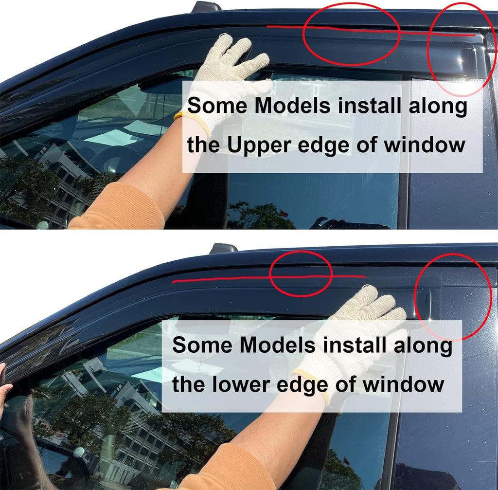 Sun/Rain Guards Window Visors Compatible with Dodge 09-18 Ram 1500 10-18 Ram 2500/3500 Crew Cab with 4 Full Size Doors Wind Deflector 94109