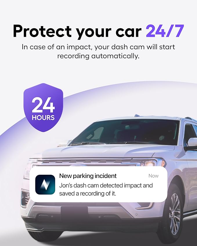 Nexar Beam GPS Dash Cam - 1 Year Nexar App Subscription Included - Unlimited Cloud Storage, Drive Recordings, Parking Mode, Night Vision, All Inside the Nexar App - WiFi HD Front Dash Cam (64 GB SD)