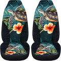 BIGCARJOB Art Sea Turtle Car Seat Cover Set for Front Seat Only,2 Pack Animal Turtle Print Auto Front Seat Protector Saddle Blanket for Women Car Interior Accessories