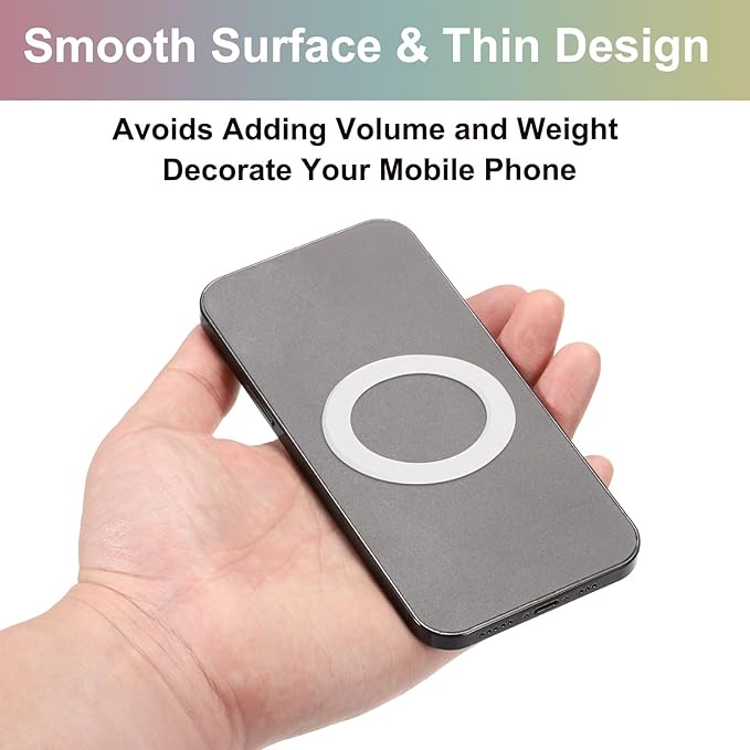 uxcell Magnetic Adapter Ring, 2Pcs Magnetic Sticker Ring ABS Universal Magnet Wireless Charging Conversion Kit for Mobile Phone Case Wireless Charger, White