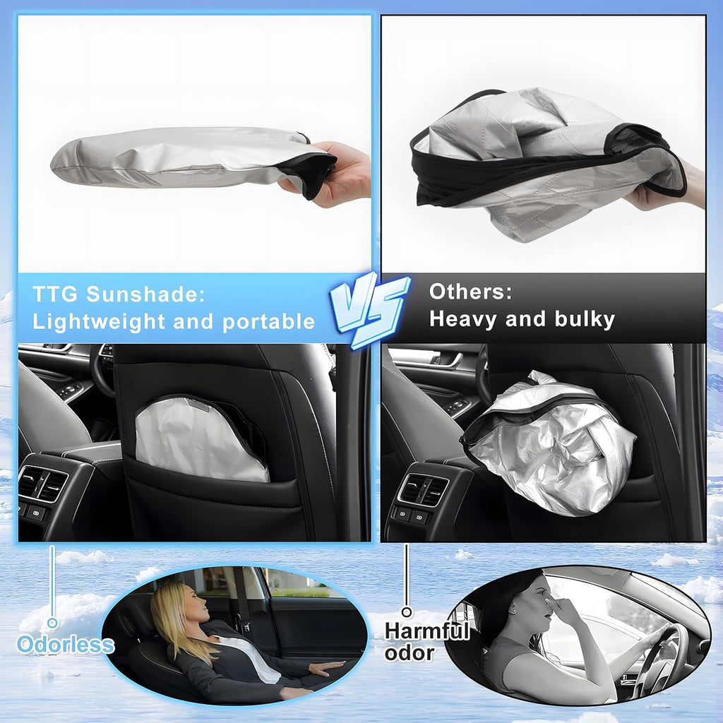 T TGBROS Windshield Sun Shade for Ford Super Duty 2017-2022 F-250 F-350 F-450 Pickup Accessories Foldable Sun Shield Front Window Sunshade Cover Sun Visor Cover Block Heat and Sun Protection