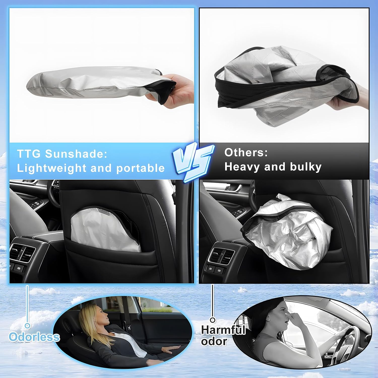 T TGBROS Windshield Sun Shade for Ford Super Duty 2017-2022 F-250 F-350 F-450 Pickup Accessories Foldable Sun Shield Front Window Sunshade Cover Sun Visor Cover Block Heat and Sun Protection