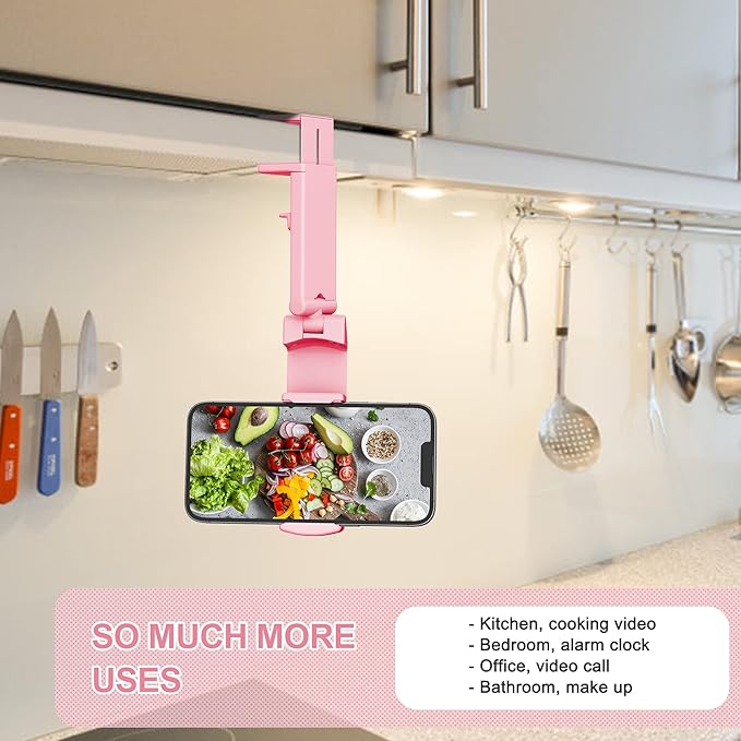 Perilogics Airplane Phone Holder Mount Universal in Flight Hands Free Viewing with Multi-Directional Dual 360 Degree Rotation (Pink)