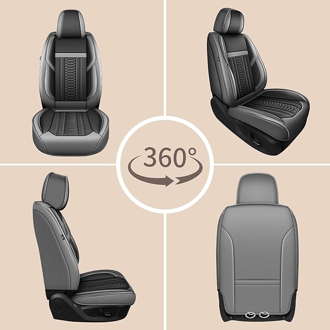 TTX LIGHTING for Nissan Rogue Sport 2017-2022 Seat Covers: Waterproof Leather Seat Protector with Airbag Compatible (2 Front Seats,Black&Gray)