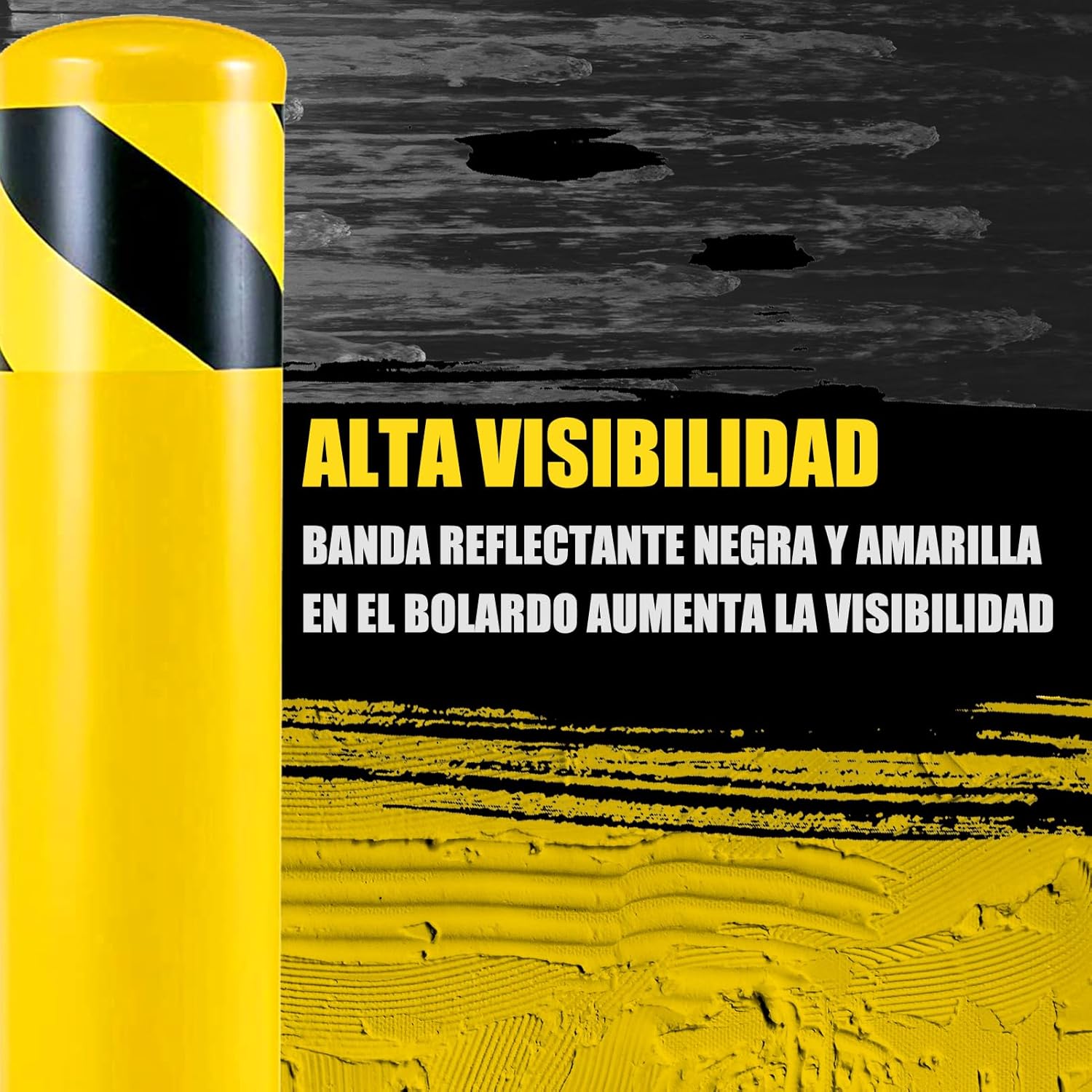 Safety Bollard Post, Steel Bollards,Parking Bollard, Yellow Powder Coated Safety Parking Barrier Post, for Traffic Sensitive Areas (6, 36"H*3"D)
