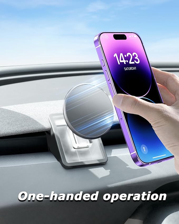 for Tesla Magnetic Phone Mount Holder Compatible with 2025-2026 Model Y Juniper and 2024-2026 Model 3 Highland, 360° Adjustable, No Tool Installation Required, Anti-Shake Mount Fit for All Smartphones