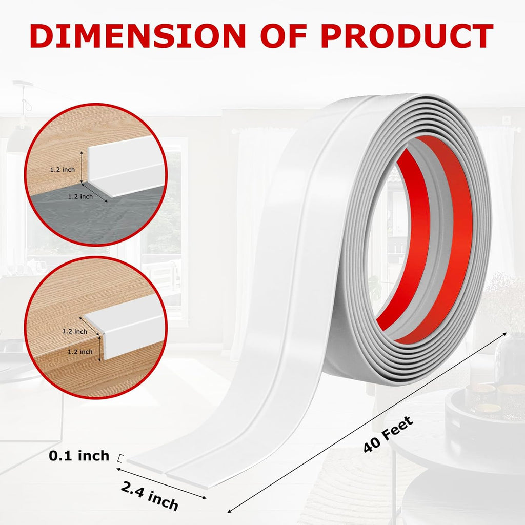 Flexible Wall Corner Protector Moulding Trim Peel and Stick Wall Corner Guards Edge Protector Self Adhesive Molding Trim Strip for Edge Ceiling (White, 2.4 in x 40 Ft)