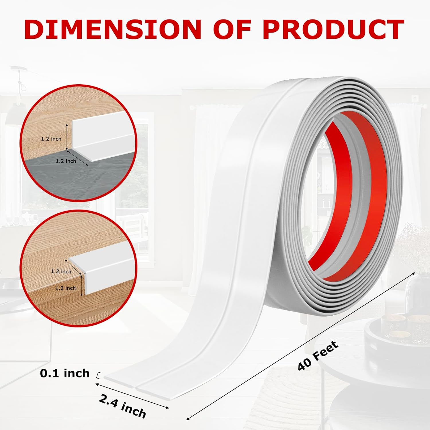 Flexible Wall Corner Protector Moulding Trim Peel and Stick Wall Corner Guards Edge Protector Self Adhesive Molding Trim Strip for Edge Ceiling (White, 2.4 in x 40 Ft)
