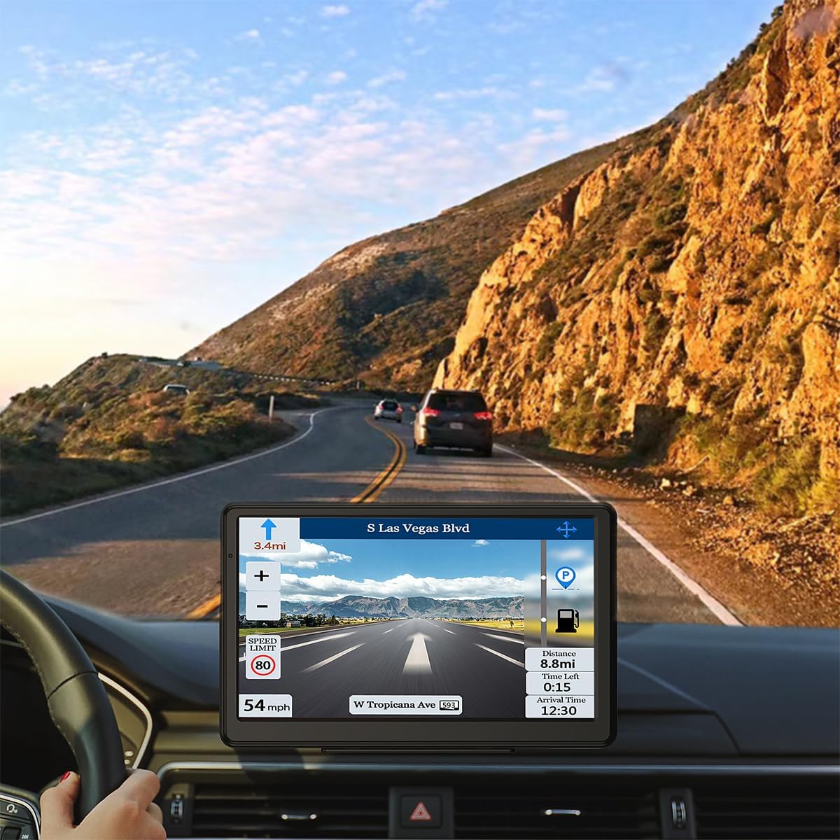 GPS Navigator for Car Truck RV - 7'' HD Touchscreen Navigation System, Latest 2025 Maps Free Lifetime Updates, Speed & Red Light Warning, Turn-by-Turn Voice Guidance, GPS Navigation for All Cars