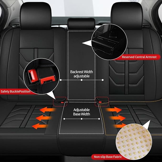 TTX LIGHTING Car Seat Covers fit for Acura TSX 2009-2014 Full Set: Premium Leather Automotive Seat Cover with Airbag Compatible Waterproof (5 Seats, Black)